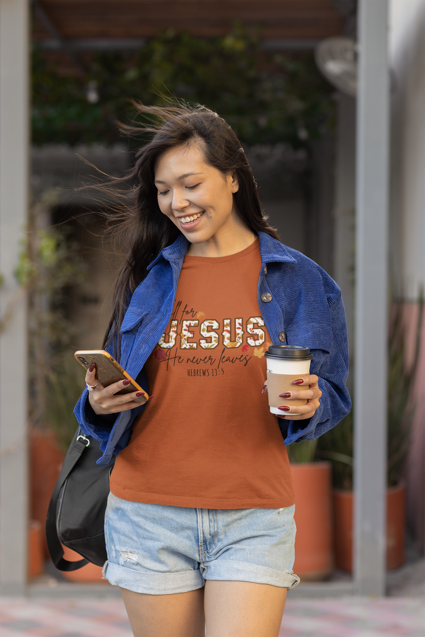 Fall for Jesus He Never Leaves T-shirt