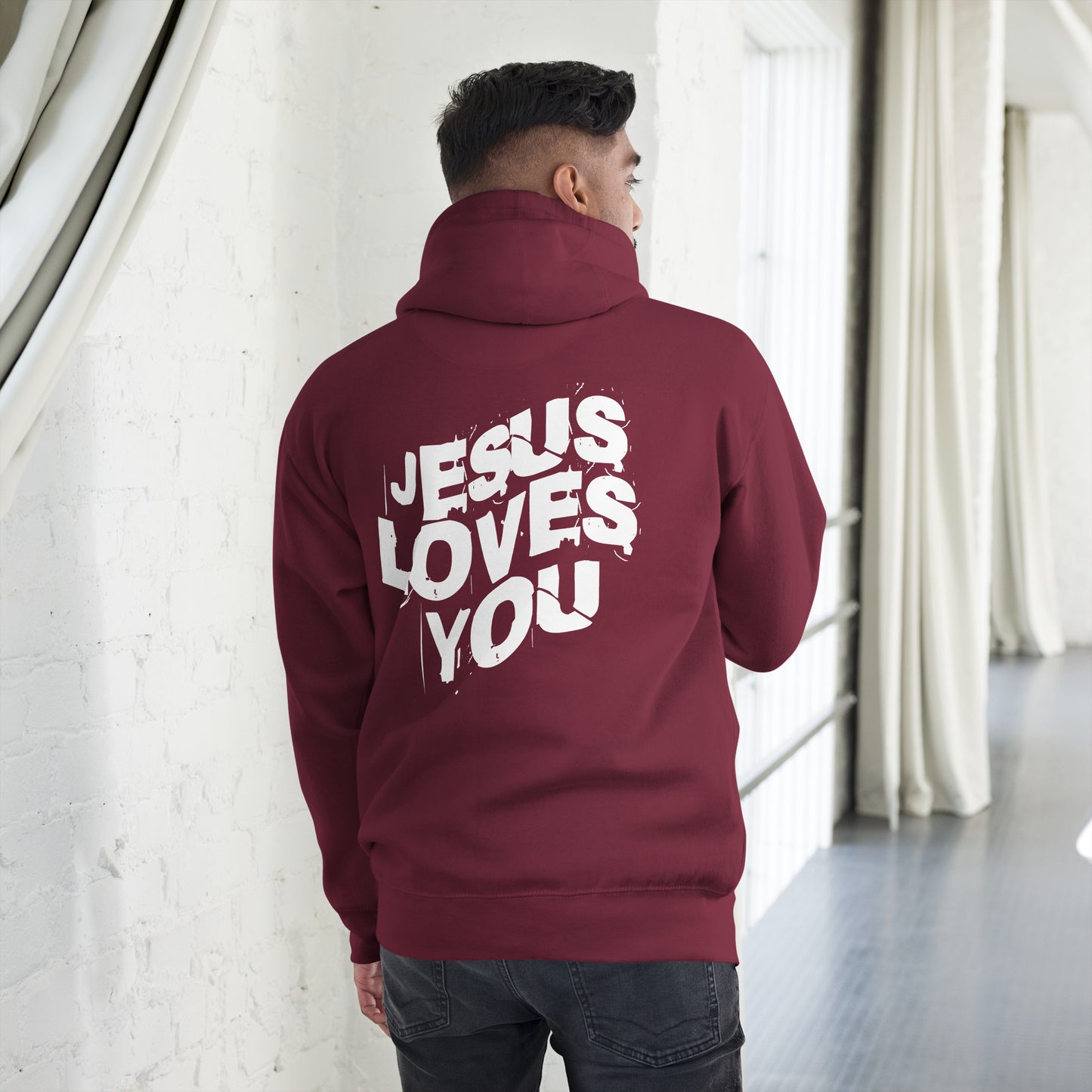 Jesus Loves You Unisex Hoodie (White Writing)